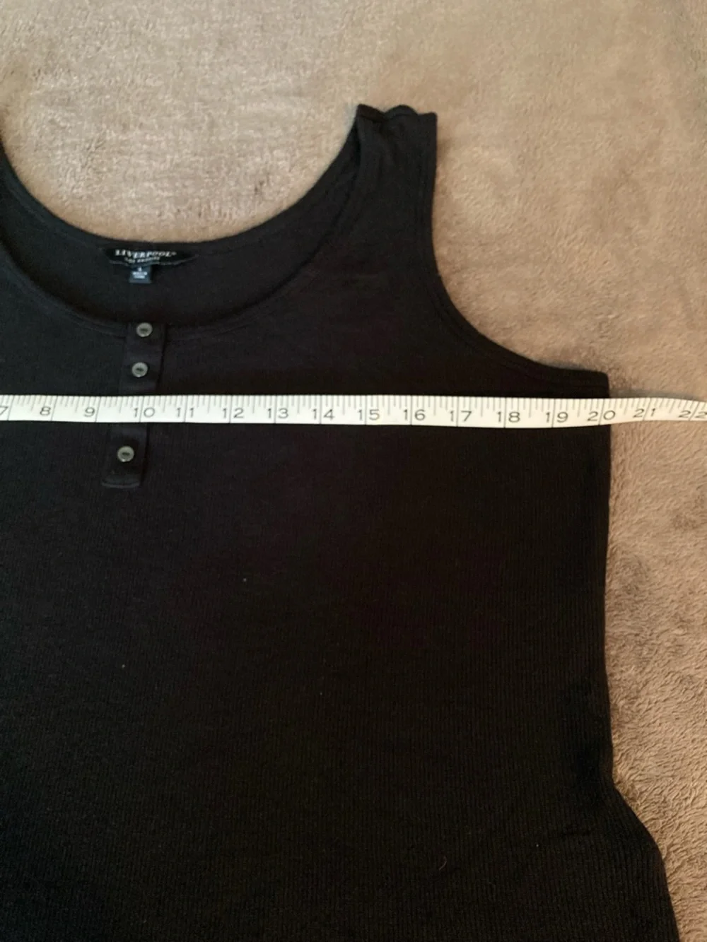 Liverpool Black Ribbed Button-Front Tank - Picture 4 of 8